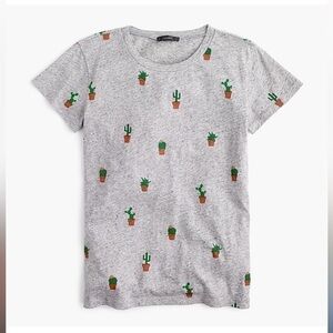 J Crew Cacti Cactus succulent heather gray t shirt
